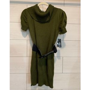 Green sweater dress.